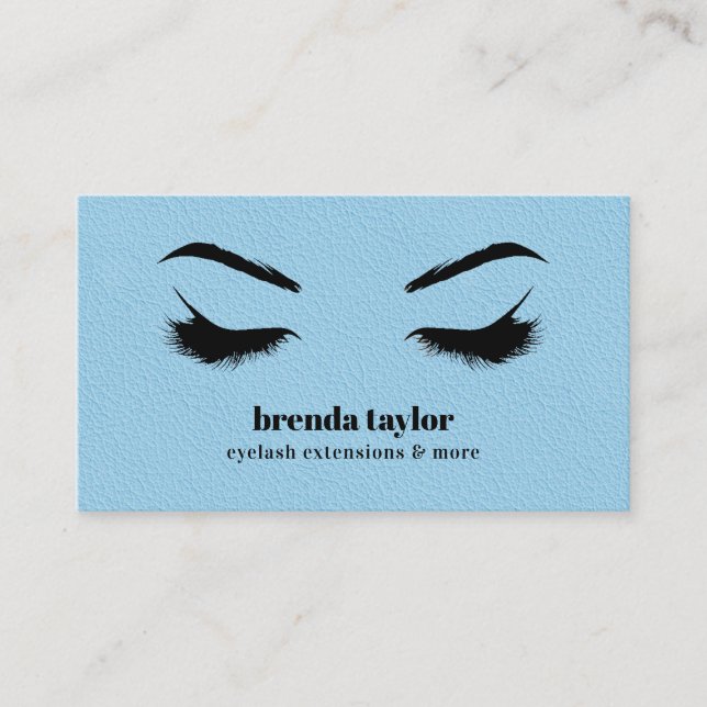 BLUE LEATHER chic Eyelash Browbar professional Business Card (Front)