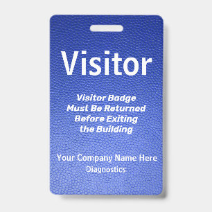 Blue Leather Design Visitor Pass Badge