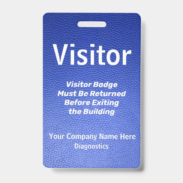 Blue Leather Design Visitor Pass Badge (Front)