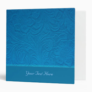 Blue Leather -Embossed Floral Design Binder