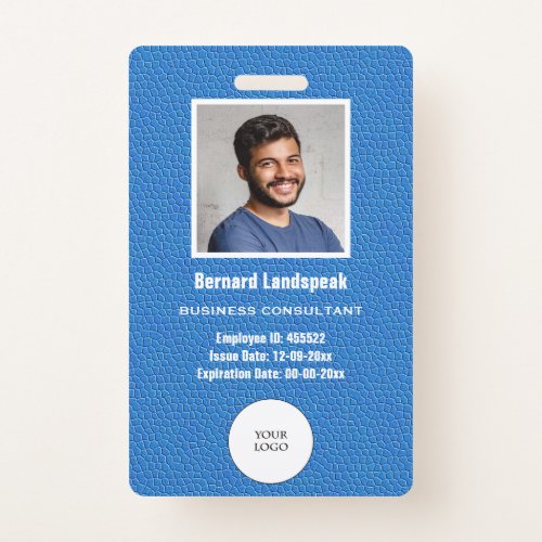 Blue Leather  Employee Photo  Logo Badge