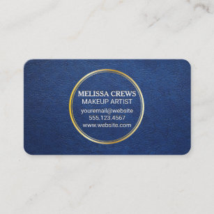 Blue Leather   Gold Metallic Ring Business Card