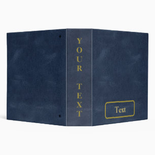Blue Leather Gold Text and Frame 3 Ring Binder