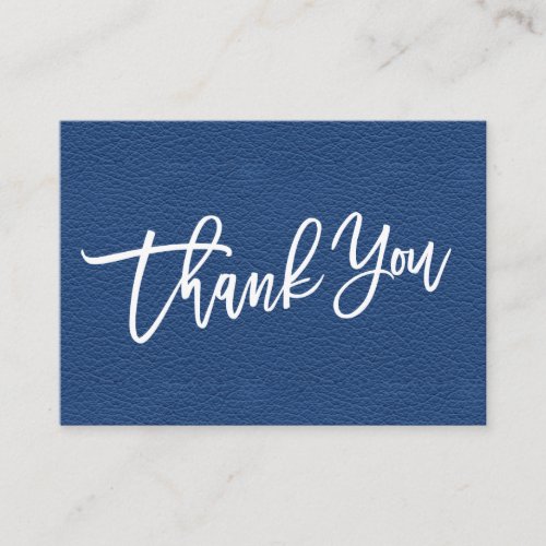 Blue Leather hand written Thank you customer Enclosure Card