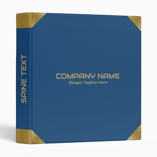 Blue Leather image print with gold accents 3 Ring Binder (Front/Spine)