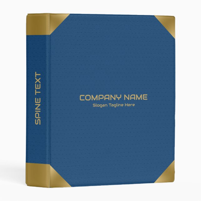 Blue leather image print with gold accents mini binder (Front/Spine)