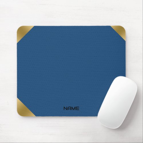 Blue leather image print with gold accents mouse pad