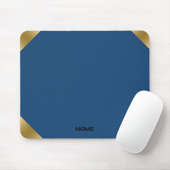 Blue leather image print with gold accents mouse pad (With Mouse)