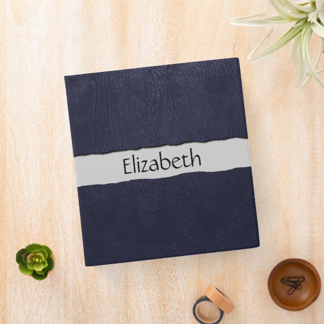 Blue Leather, Leather Background, Your Name Binder (In Situ)