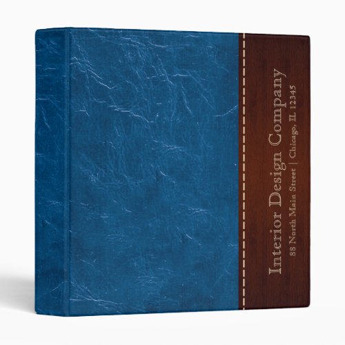 Blue leather look 3 ring binder