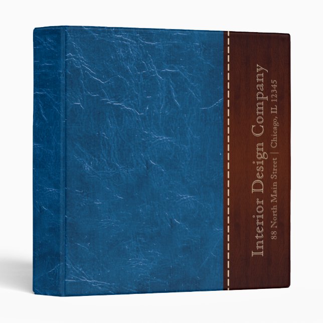 Blue leather look 3 ring binder (Front/Spine)