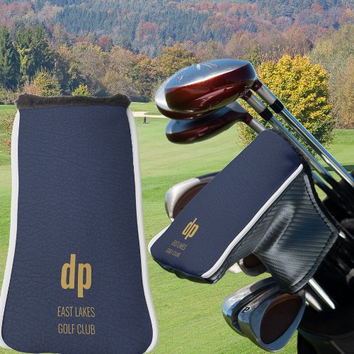 Blue Leather Look Monogram Custom Name Putter Golf Head Cover