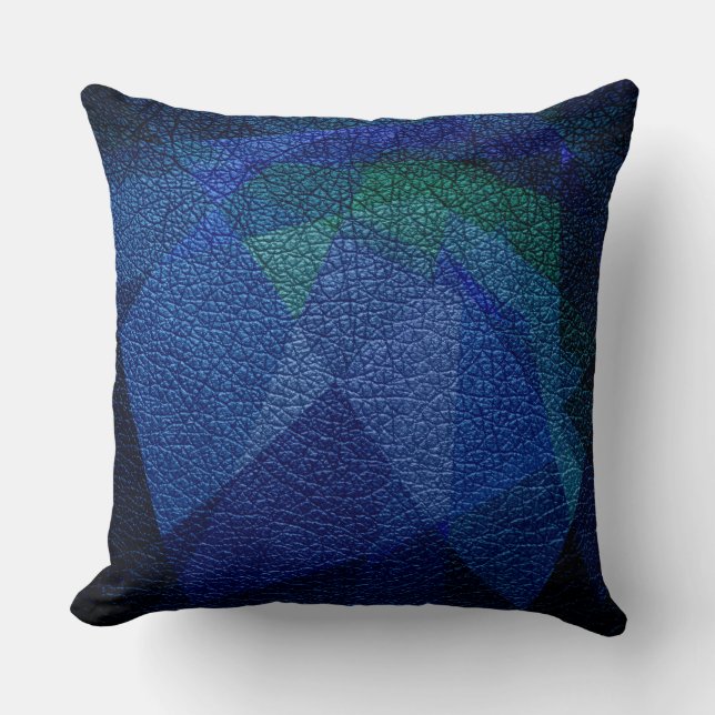 Blue Leather Look Throw Pillow (Front)
