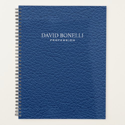 Blue Leather Masculine Personalized Elegant Planner