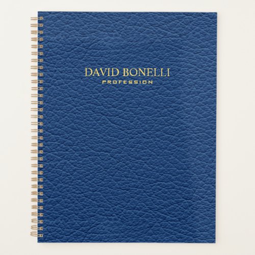 Blue Leather Masculine Personalized Elegant Planner