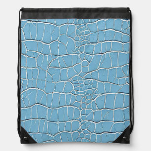 Blue leather pattern drawstring bag
