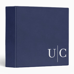 Blue Leather Pattern With Monogram Simple Look 3 Ring Binder