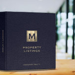 Blue Leather Print Gold Initial Logo Real Estate 3 Ring Binder<br><div class="desc">Designed for Real Estate Agents and Agencies. This binder is ideal for organizing your property listings.</div>