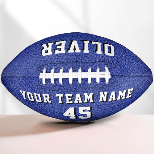 Blue Leather Print Player Name Team Number Football