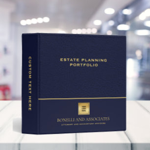  Blue Leather Professional LOGO Portfolio  3 Ring Binder