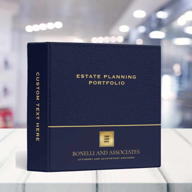  Blue Leather Professional LOGO Portfolio  3 Ring Binder (Creator Uploaded)