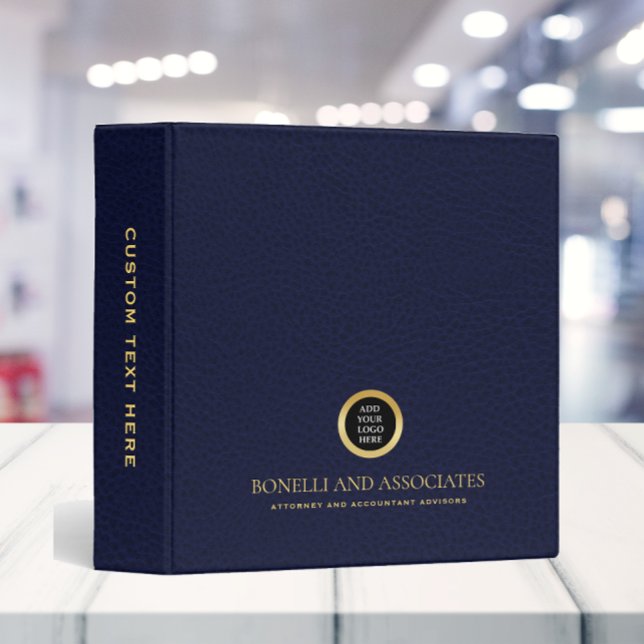 Blue Leather Professional Round LOGO PRESENTATION 3 Ring Binder (Creator Uploaded)