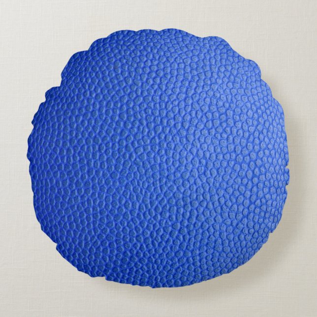 Blue leather skin texture skin round pillow (Front)