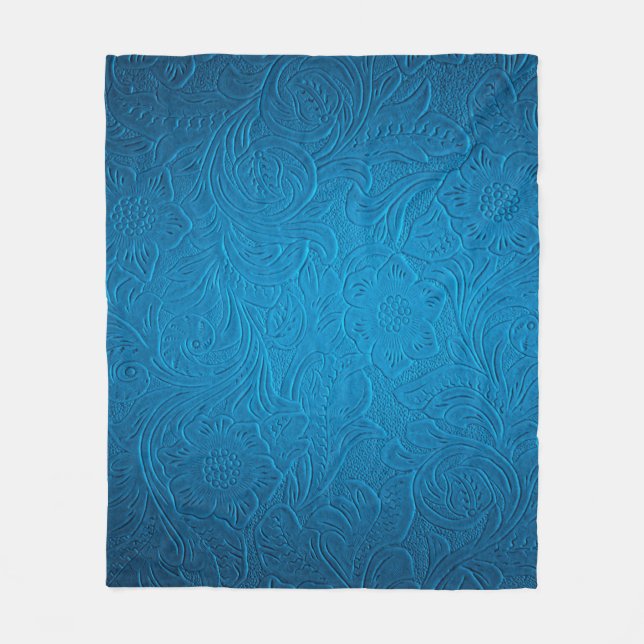 Blue leather texture fleece blanket (Front)