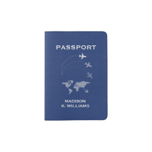 Blue Leather Texture Passport Holder