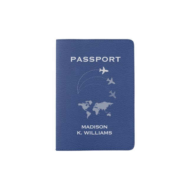 Blue Leather Texture Passport Holder (Front)