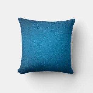 Blue leather texture throw pillow
