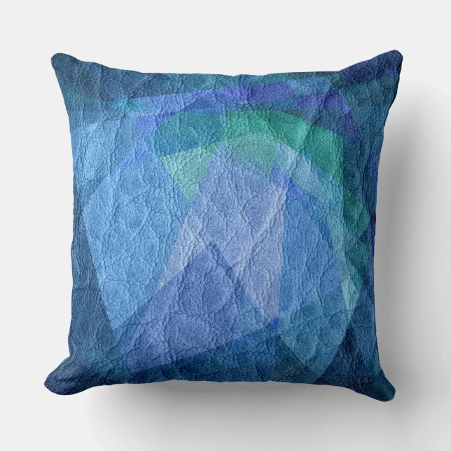 Blue Leather Throw Pillow (Front)