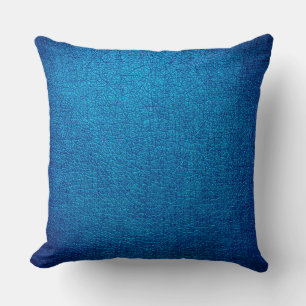 Blue Leather Throw Pillow