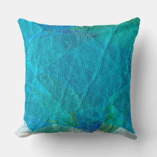 Blue Leather Throw Pillow