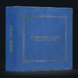 Blue Leather With Gold Frame Accent 3 Ring Binder<br><div class="desc">Blue vintage leather with an elegant gold frame with swirly corners. Customizable text on all 3 sides. Any color can be requested on this or any of my designs by emailing your request.</div>