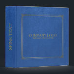 Blue Leather With Gold Frame Accent 3 Ring Binder<br><div class="desc">Blue vintage leather with an elegant gold frame with swirly corners. Customizable text on all 3 sides. Any color can be requested on this or any of my designs by emailing your request.</div>