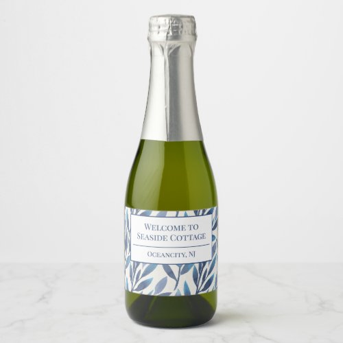 Blue Leaves Airbnb Beach Vacation Rental Sparkling Wine Label