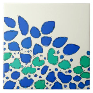 Blue leaves Ceramic Tile