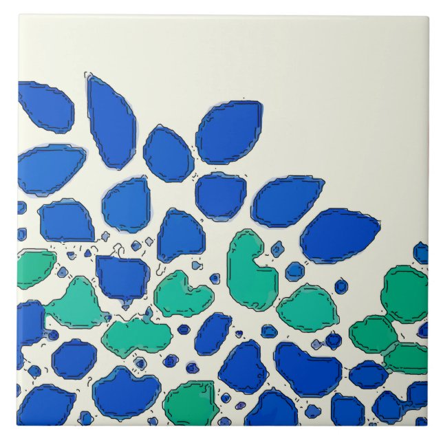 Blue leaves Ceramic Tile (Front)