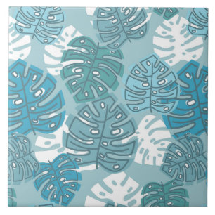 blue leaves ceramic tile