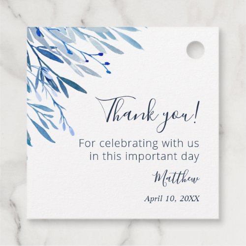 Blue leaves custom Favor Tags