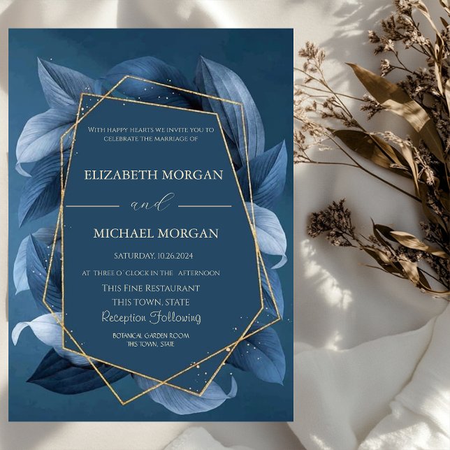 Blue Leaves Gold Fame Summer Invitation (Creator Uploaded)