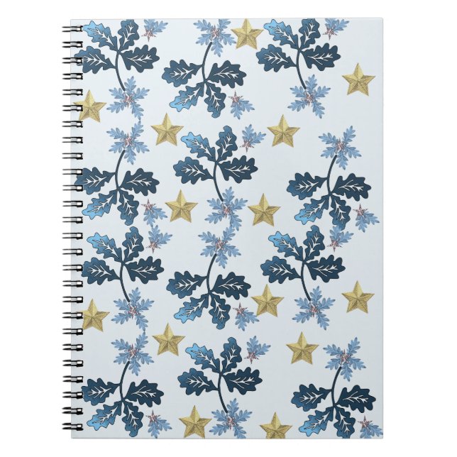 Blue Leaves & Gold Star Notebook. Notebook (Front)