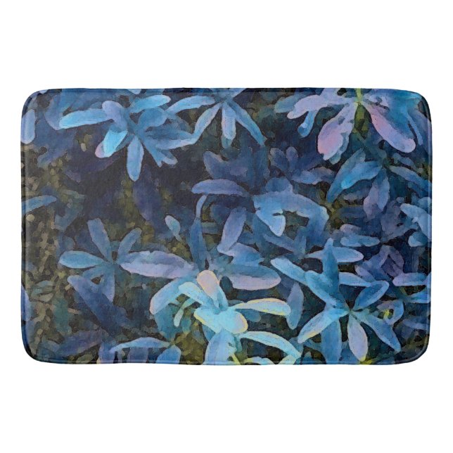 Blue Leaves Impression Bathroom Mat (Front)