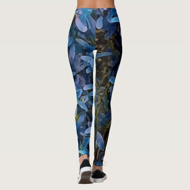 Blue Leaves Impression Leggings (Back)