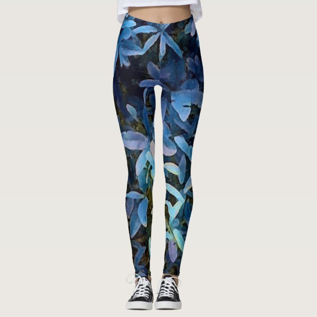 Blue Leaves Impression Leggings (Front)
