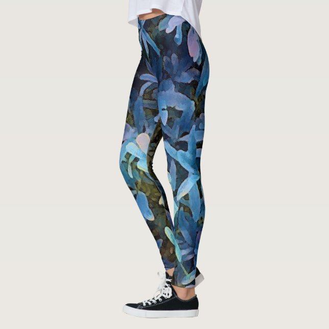 Blue Leaves Impression Leggings (Left)