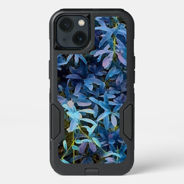 Blue Leaves Impression Otterbox iPhone Case (Back)