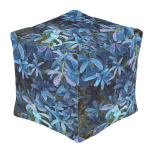 Blue Leaves Impression Outdoor Pouf