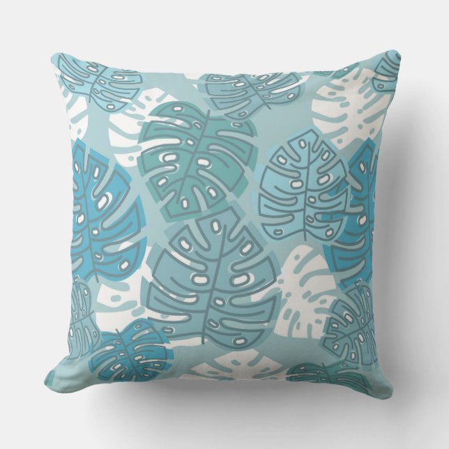 blue leaves outdoor pillow (Front)